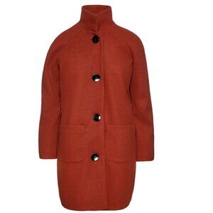 Conquista Brick Red Mouflon Coat – Women’s Size M - Textured Wool-Look Blend